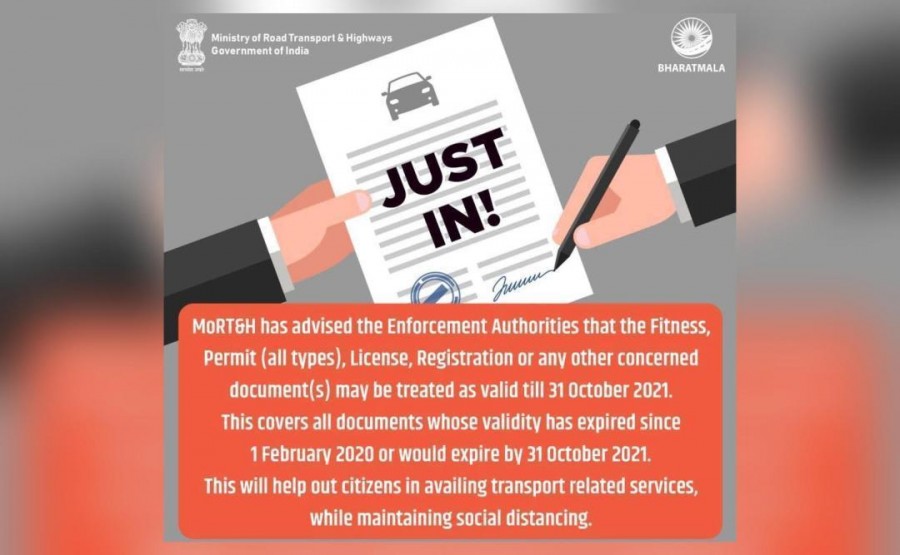 Govt Extends Validity Of Driving License RC Other Vehicle Documents 