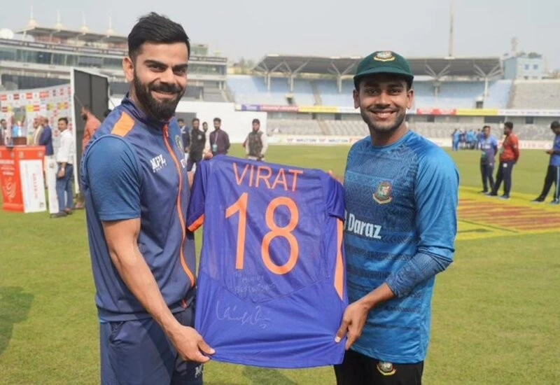 Virat kohli gifted autograph jersey to mehidy hasan miraz watch pic